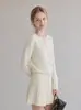 Cardigan de Punto Qiaomi Estilo Suave Cuello Redondo Manga Larga para Mujer 2026 Otoño Nuevo Nudo de Mariposa Dulce Top que Reduce la Edad