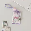 Porta-Cartão de Pingente de Desenho de Morango DIY Hisocute Estilo Ins Porta-Cartão Ventilador Porta-Cartão de Identificação de Trabalho Portátil
