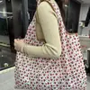 Sacola de compras de supermercado espessa de grande capacidade, bolsa ecológica, bolsa de ombro conveniente, sacola de compras ecológica dobrável com padrão de Hong Kong