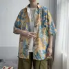 Camisa floral estilo hawaiano tailandés americano, verano estilo Hong Kong retro playa costera floral para pareja de manga corta para hombre