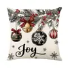2026 Nueva Funda de Almohada Estampada de Lino con Tema Navideño Decoraciones para el Hogar Funda para Cojín de Asiento de Sofá