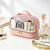 Nueva Bolsa de Maquillaje y Aseo Transparente Bolsa de Lavado de PU Portátil Impermeable de Gran Capacidad Bolsa de Almacenamiento Bolsa Cosmética de Retazos de PVC