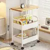 Prateleira de Armazenamento com Carrinho Móvel Usada Cozinha Multi-Camada Mesa Multifuncional Organizador de Brinquedos Prateleira de Armazenamento de Lanches
