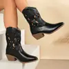 Comercio exterior transfronterizo nuevas botas cortas western huecas tacón cuadrado sandalias láser para mujer sin cordones talla grande 36-43 en stock