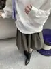 Calça Short Plissada de Cintura Elástica com Listras Verticais Retro Simples 2026 Primavera/Verão Leve Confortável Casual
