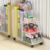 Cesta de armazenamento para tapete de yoga, cesta de armazenamento para equipamentos esportivos e de fitness com rodas, prateleira de armazenamento para uso doméstico no vão lateral do armário atrás da porta