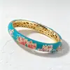 Nuevo Pulsera de Esmalte de Loto Estilo Chino con Esmalte de Goteo y Artesanía Hueca, Disponible en Múltiples Colores, Al por Mayor en Stock, Diseño Abierto Estilo Nacional
