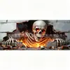 Banner de Garaje de Halloween Decoración de Puerta Tela Colgante Calabaza de Terror Bruja Calavera Fondo de Fiesta Transfronterizo En Stock Fábrica