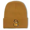 Chapéu de Lã Tricotado com Bordado de Pato Novo Desenho Animado Transfronteiriço para Homens e Mulheres no Outono e Inverno Quente para Exterior Tendência Versátil Pulôver Chapéu para Frio