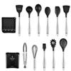 Punho oco de aço inoxidável silicone utensílios de cozinha 12 peças conjunto de espátula de armazenamento de espátula conjunto de ferramentas de cozinha