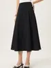 Falda plisada de color liso estilo Hepburn retro para mujeres de oficina, de cintura alta, adelgazante, elegante y fluida, de longitud media