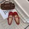Sapatos Mary Jane de Tira Única Estilo Coreano Feminino 2026 Outono Nova Chegada Sapatilhas Planas de Laço com Saias Suave
