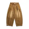 Roupas Masculinas Beijie 2026 Verão Novo Jeans de Perna Larga Masculino Calças de Trabalho Lavadas Retrô Masculinas Calças Longas Casuais Largas
