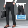 Pantalones Casuales de Negocios de Verano Delgados para Hombre, Elásticos, de Spandex, Seda Helada, Pantalones de Traje para Hombre, Pantalones para Hombre, Negros