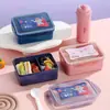 Set de Lonchera Transparente y Vaso de Agua Estilo Japonés para Estudiantes y Trabajadores de Oficina, Lonchera Sellada, Lonchera de Plástico Portátil con Tenedor y Cuchara
