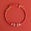 Nudo de Flor de Durazno Pulsera Semi-Terminada Hilo Rojo para el Año de Nacimiento DIY Se Puede Usar para Enhebrar Cuentas y Oro, Pulsera de Cuerda Trenzada de Ocho Hilos Hecha a Mano
