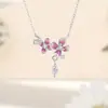 Collar Original de Flor de Lirio Monet para Mujer, Colgante de Flor Esmaltada Estilo Bosque de Plata Pura, Lujo Ligero, Cadena Elegante y de Alta Gama para la Clavícula