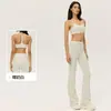 Conjunto de Yoga Doble 6 de Licra para Mujer, de Cintura Alta, Levanta Glúteos, con Cordón, Conjunto de Fitness, Ajuste Ceñido, Atuendo Deportivo Adelgazante