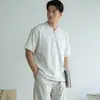 Camiseta de Manga Corta Transpirable Fresca de Algodón Peinado Estilo Funcional para Hombre Verano 2026 Holgada de Medio Cuello Alto con Cremallera Top Adelgazante