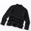 Otoño Invierno Comercio Exterior Ropa Infantil Suéter de Punto Vertical con Cuello Medio Alto Mezcla de Lana Color Sólido Tops para Niños y Niñas Transfronterizo
