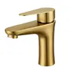 Acero Inoxidable 304 Cepillado Caliente y Frío Baño Un Agujero Cintura Pequeña Baño Lavabo Lavamanos Grifo