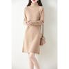 Vestido Novo Espessado Outono e Inverno Vestido Suéter Feminino Vestido de Tricô Básico 100% Lã Slim Longo Gola Alta
