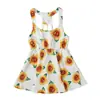Vestido de Verão Sem Mangas Costas Abertas Estampado Floral Europeu e Americano para Meninas Crianças Saia Infantil ins