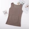 Ropa interior térmica de otoño e invierno cepillada de doble cara con bolsillo delantero y trasero, doble bolsillo, protección de cintura, calentamiento abdominal, chaleco térmico de fondo delgado para mujer