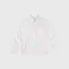 Camisa Blanca Bordada Simple Estilo Japonés para Primavera y Otoño con Cuello, Unisex, Camisa Casual de Manga Larga de Nicho de Gama Alta