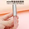 Pincel Labial de Silicone de Cabeça Redonda Menglinfei, Pincel para Esfumar, Pincel para Corretivo, Pincel de Batom de Silicone Flexível e Lavável com Tampa, Pincel para Pó