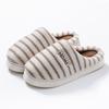 Chinelos de Algodão Novos Listrados para Homens e Mulheres, Sapatos de Confinamento Plus Veludo para Casa, Antiderrapantes, Quentes, Chinelos Peludos Casuais, Atacado do Fabricante