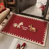 Tapete de Entrada para Ano Novo de 2026 Cavalo Vermelho Resistente à Sujeira Doméstico Removedor de Poeira Antiderrapante para Hall de Entrada Vão da Porta