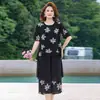Conjunto de ropa para madre estilo moda de verano ropa holgada para mediana edad y ancianos ropa para mujeres de mediana edad conjunto de dos piezas transpirable de gasa