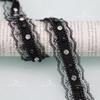 Cinta de encaje de perlas blancas y negras, hecha a mano, con cuentas de diamantes, para ropa, textiles para el hogar, zapatos, sombreros, bolsos y accesorios.
