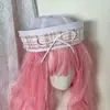Chapéu de Marinheiro com Laço Plissado Estilo Japonês para Meninas JK Emagrecimento Facial Chapéu Fofo Outono e Inverno Doce Versátil Chapéu Azul Marinho