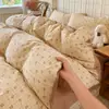 Estilo ins juego de ropa de cama de algodón puro con lunares pequeños juego de cuatro piezas sábana funda de edredón sábana ajustable cama de dormitorio de estudiante juego de tres piezas 3