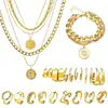 Accesorios de disfraz de pirata para fiesta de Halloween transfronteriza europea y americana, juego de 17 piezas de joyería que incluye aretes, collar y pulsera