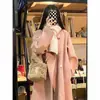 Abrigo de Lana Rosa Mujer 2024 Otoño Invierno Nuevo Estilo Abrigo de Lana Estilo Hepburn Petite Estilo Coreano Invierno Espesado