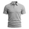 2026 Bestseller de Amazon Talla Europea Camisa Polo Jacquard Texturizado para Hombre Verano Casual Manga Corta Cuello Solapa Top