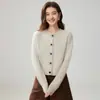 Cárdigan de punto de cachemira simple y elegante de 26 para mujer, suéter corto informal de punto trenzado de color liso, corte holgado