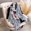 Nuevo Bufanda Larga Versátil Artística de Algodón y Lino Transfronteriza para Mujer, Chal Largo Estampado Delgado de Verano para Viaje