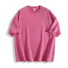 Camiseta trendy lavada con efecto desgastado, mismo estilo que Amazon, 220g, para parejas, informal holgada transfronteriza, hombros caídos, cuello redondo, manga corta