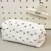 Estuche Negro Sencillo con Lazo Estilo ins Estudiante Alta Apariencia Gran Capacidad Bolsa para Papelería Bolsa de Almacenamiento Linda Venta al por Mayor