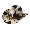Sombrero Vaquero Occidental con Estampado de Vaca Retro y Leopardo para Hombre, Sombrero para Montañismo, Viajes y Exteriores, Sombrero de Jazz Estilo Étnico para Mujer