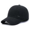 Boné de beisebol quente forrado de lã para homens, inverno, proteção auricular à prova de frio, gorro de algodão espesso, casual, boné de aba larga para todos os tipos de uso