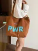 Bolsa de Lona com Cordão Letra Estilo Coreano Artístico Simples 2025 Verão Nova Grande Capacidade Versátil para o Dia a Dia Ombro para Mulheres