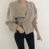 Suéter cárdigan de punto con cuello en V y red infrarroja para otoño e invierno, chaqueta corta con diseño de nicho Sense para mujer