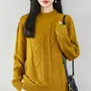 Suéter de punto jacquard puro algodón estilo vintage francés para mujer, cálido y grueso, con cuello semi-alto, suave y cómodo, adecuado como capa base