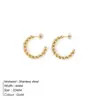 Pendientes de Aro Retorcidos Estilo Retro Francés, Acero Inoxidable Chapado en Oro, No se Desvanecen, Pendientes Simples Versátiles en Forma de C para Mujer, Artículo Popular Transfronterizo