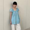 6UP Camisa Feminina de Manga Curta para Primavera e Verão Coreana Redutora de Idade 2024 Guangzhou Treze Linhas Nova Minimalista Versátil Slim 89510